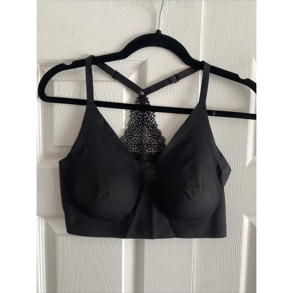 Bras‎ N Things Womens Large Black Racerback Seamless Pullover Bra Lace